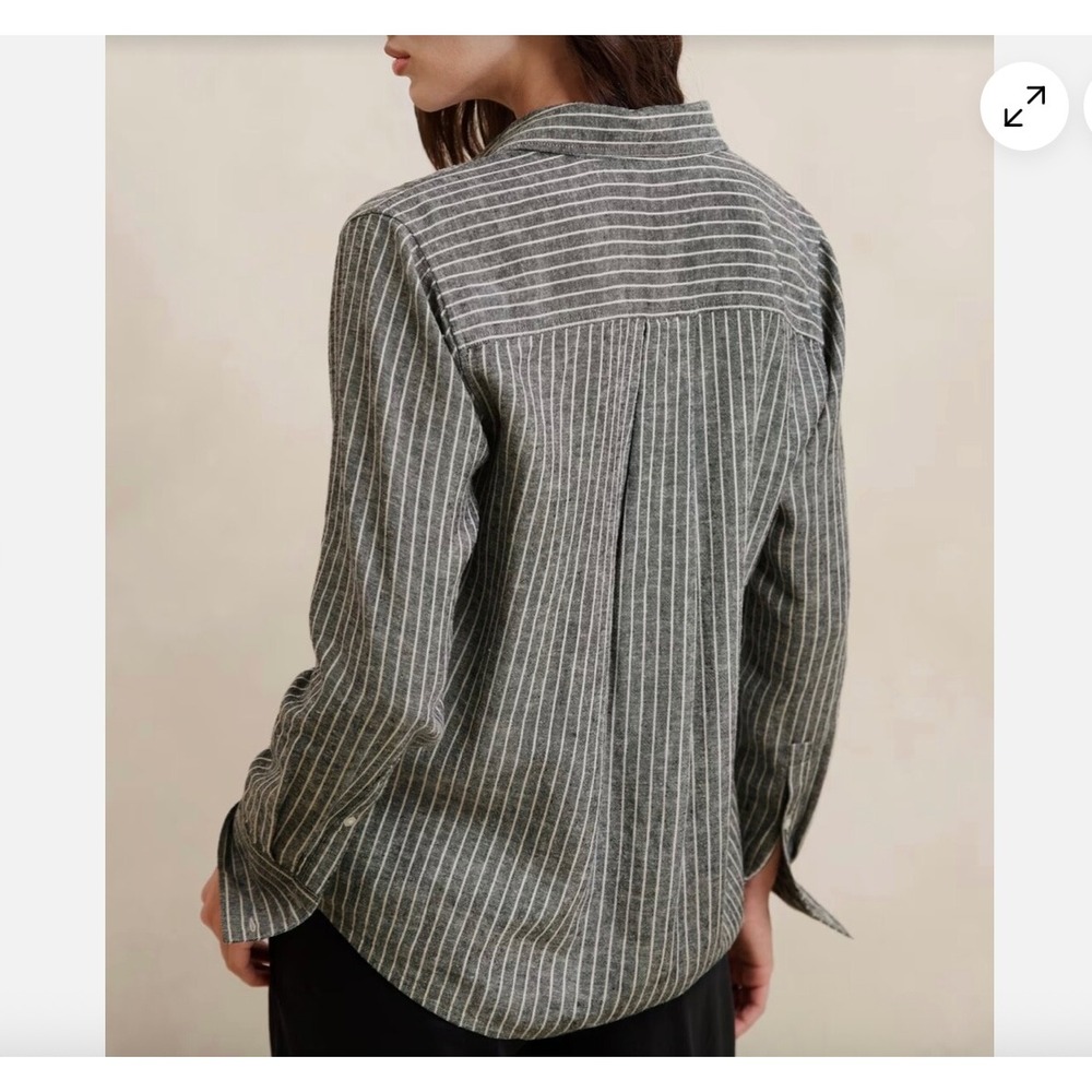 Banana Republic Women Long Sleeve Button Up Linen Blend Shirt XL Striped NWT - Picture 3 of 12